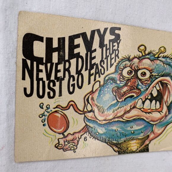 1970 Donruss Fiends and Machines‎ #6 CHEVYS NEVER DIE THEY JUST GO FASTER Card - Picture 2 of 6